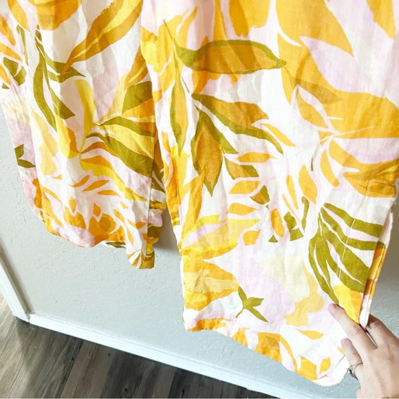 C&C California Pants Women's Medium Linen Blend Wide Leg Slit Beachy Resort Wear - Picture 7 of 9